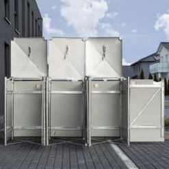 Cache-poubelle 3 Compartiments Müllbox En Aluminium Noir 3x140L – HIDE -Mobilier De Jardin cache poubelle 3 compartiments mullbox en aluminium noir 3x140l hide 4