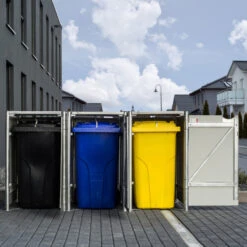 Cache-poubelle 3 Compartiments Müllbox En Aluminium Noir 3x140L – HIDE -Mobilier De Jardin cache poubelle 3 compartiments mullbox en aluminium noir 3x140l hide 5