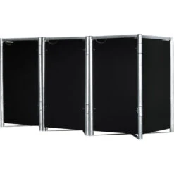 Cache-poubelle 3 Compartiments Müllbox En Aluminium Noir 3x240L – HIDE -Mobilier De Jardin cache poubelle 3 compartiments mullbox en aluminium noir 3x240l hide 2