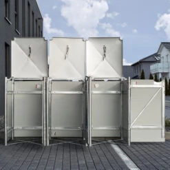 Cache-poubelle 3 Compartiments Müllbox En Aluminium Noir 3x240L – HIDE -Mobilier De Jardin cache poubelle 3 compartiments mullbox en aluminium noir 3x240l hide 5