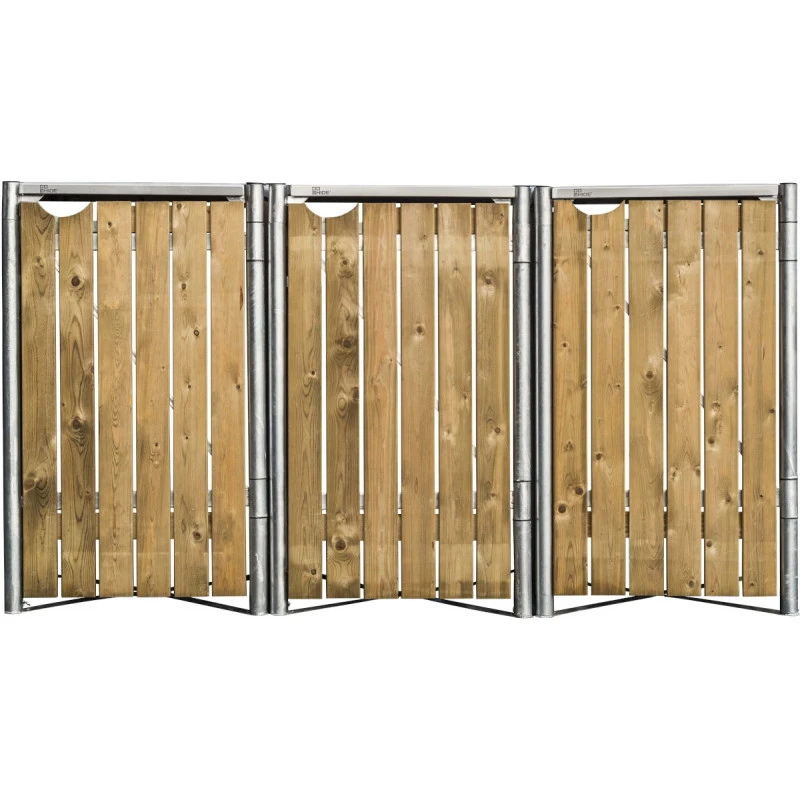 Cache-poubelle 3 Compartiments Müllbox En Bois Traité Naturel 3x140L – HIDE 2 Cache-poubelle 3 Compartiments Müllbox En Bois Traité Naturel 3x140L – HIDE – Image 2