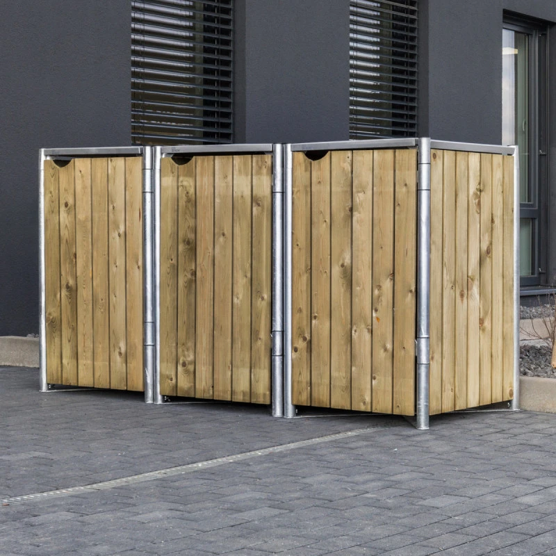 Cache-poubelle 3 Compartiments Müllbox En Bois Traité Naturel 3x140L – HIDE 5 Cache-poubelle 3 Compartiments Müllbox En Bois Traité Naturel 3x140L – HIDE – Image 5