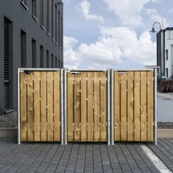 Cache-poubelle 3 Compartiments Müllbox En Bois Traité Naturel 3x140L – HIDE 11 Cache-poubelle 3 Compartiments Müllbox En Bois Traité Naturel 3x140L – HIDE -Mobilier De Jardin cache poubelle 3 compartiments mullbox en bois traite naturel 3x140l hide 5