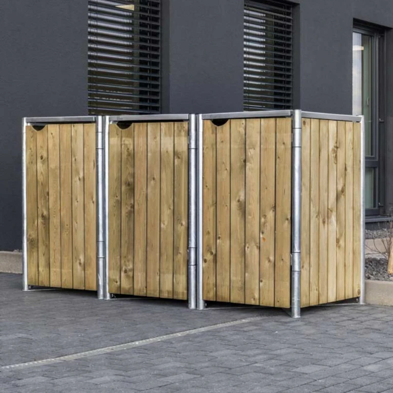 Cache-poubelle 3 Compartiments Müllbox En Bois Traité Naturel 3x240L – HIDE 4 Cache-poubelle 3 Compartiments Müllbox En Bois Traité Naturel 3x240L – HIDE – Image 4