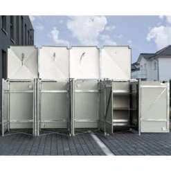 Cache-poubelle 4 Compartiments Müllbox En Aluminium Gris 4x140L – HIDE 6 Cache-poubelle 4 Compartiments Müllbox En Aluminium Gris 4x140L – HIDE -Mobilier De Jardin cache poubelle 4 compartiments mullbox en aluminium gris 4x140l hide 2