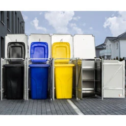 Cache-poubelle 4 Compartiments Müllbox En Aluminium Gris 4x140L – HIDE 7 Cache-poubelle 4 Compartiments Müllbox En Aluminium Gris 4x140L – HIDE -Mobilier De Jardin cache poubelle 4 compartiments mullbox en aluminium gris 4x140l hide 3