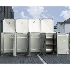 Cache-poubelle 4 Compartiments Müllbox En Aluminium Gris 4x240L – HIDE -Mobilier De Jardin cache poubelle 4 compartiments mullbox en aluminium gris 4x240l hide 2