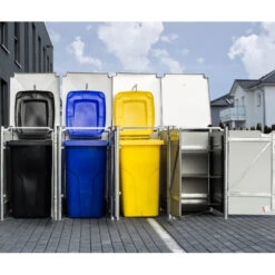 Cache-poubelle 4 Compartiments Müllbox En Aluminium Gris 4x240L – HIDE -Mobilier De Jardin cache poubelle 4 compartiments mullbox en aluminium gris 4x240l hide 3