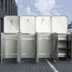 Cache-poubelle 4 Compartiments Müllbox En Aluminium Noir 4x140L – HIDE -Mobilier De Jardin cache poubelle 4 compartiments mullbox en aluminium noir 4x140l hide 2