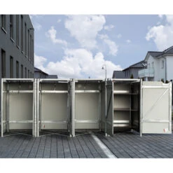 Cache-poubelle 4 Compartiments Müllbox En Aluminium Noir 4x140L – HIDE -Mobilier De Jardin cache poubelle 4 compartiments mullbox en aluminium noir 4x140l hide 3