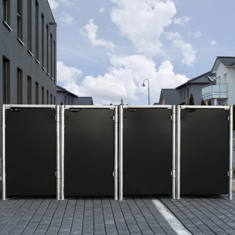 Cache-poubelle 4 Compartiments Müllbox En Aluminium Noir 4x240L – HIDE 2 Cache-poubelle 4 Compartiments Müllbox En Aluminium Noir 4x240L – HIDE – Image 2