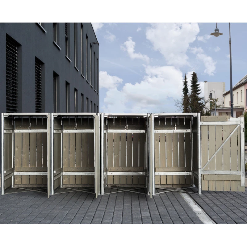 Cache-poubelle 4 Compartiments Müllbox En Bois Traité Gris 4x240L – HIDE 3 Cache-poubelle 4 Compartiments Müllbox En Bois Traité Gris 4x240L – HIDE – Image 3