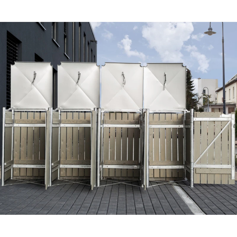 Cache-poubelle 4 Compartiments Müllbox En Bois Traité Gris 4x240L – HIDE 4 Cache-poubelle 4 Compartiments Müllbox En Bois Traité Gris 4x240L – HIDE – Image 4