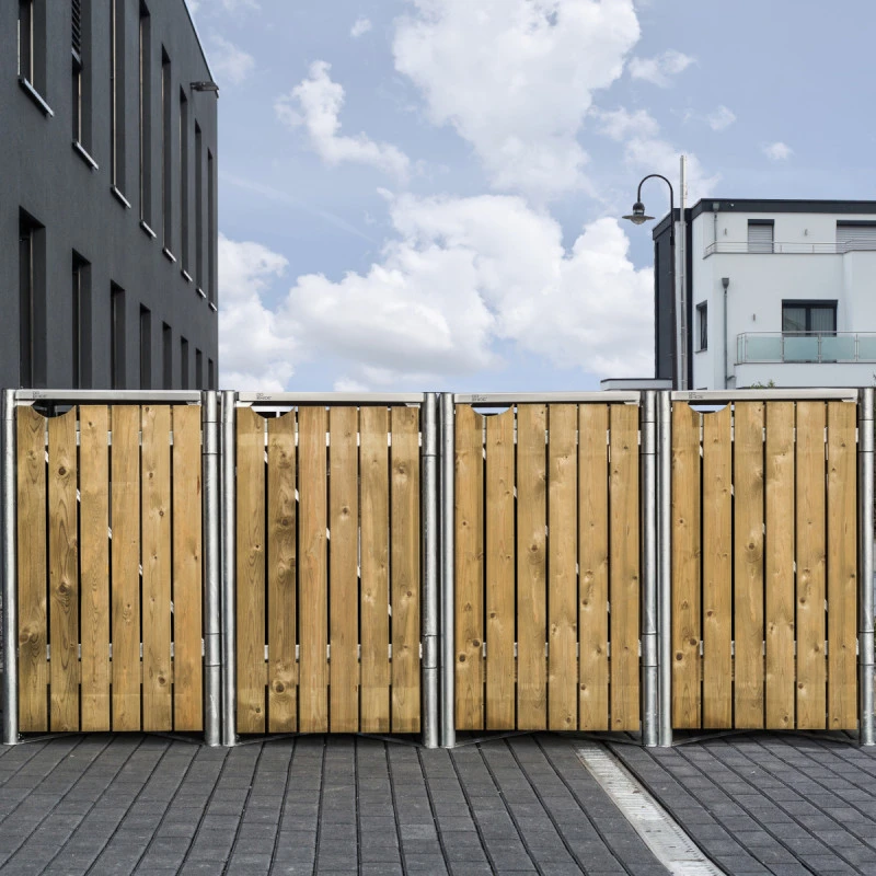 Cache-poubelle 4 Compartiments Müllbox En Bois Traité Naturel 4x140L – HIDE 2 Cache-poubelle 4 Compartiments Müllbox En Bois Traité Naturel 4x140L – HIDE – Image 2