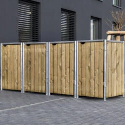 Cache-poubelle 4 Compartiments Müllbox En Bois Traité Naturel 4x140L – HIDE 7 Cache-poubelle 4 Compartiments Müllbox En Bois Traité Naturel 4x140L – HIDE -Mobilier De Jardin cache poubelle 4 compartiments mullbox en bois traite naturel 4x140l hide 2