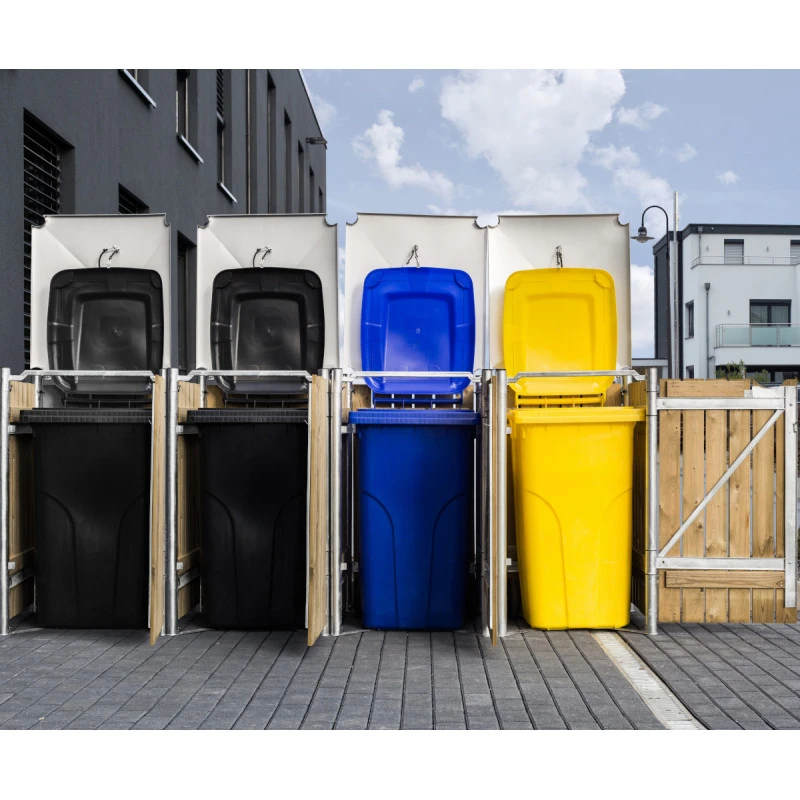 Cache-poubelle 4 Compartiments Müllbox En Bois Traité Naturel 4x140L – HIDE 1 Cache-poubelle 4 Compartiments Müllbox En Bois Traité Naturel 4x140L – HIDE