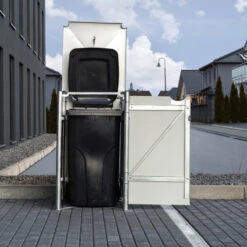 Cache-poubelle Müllbox En Aluminium Gris 240L – HIDE -Mobilier De Jardin cache poubelle mullbox en aluminium gris 240l hide 5