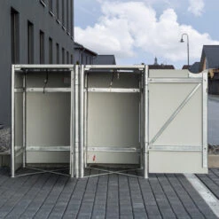 Cache-poubelle 2 Compartiments Müllbox En Aluminium Noir 2x140L – HIDE -Mobilier De Jardin cache poubelle mullbox en aluminium noir 2x140l hide 3