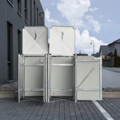 Cache-poubelle 2 Compartiments Müllbox En Aluminium Noir 2x140L – HIDE -Mobilier De Jardin cache poubelle mullbox en aluminium noir 2x140l hide 4