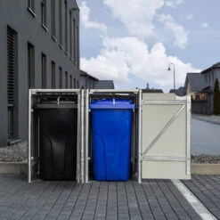 Cache-poubelle 2 Compartiments Müllbox En Aluminium Noir 2x140L – HIDE -Mobilier De Jardin cache poubelle mullbox en aluminium noir 2x140l hide 5