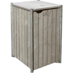 Cache-poubelle Müllbox En Bois Traité Gris 240L – HIDE -Mobilier De Jardin cache poubelle mullbox en bois traite gris 240l hide 2
