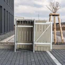 Cache-poubelle Müllbox En Bois Traité Gris 240L – HIDE -Mobilier De Jardin cache poubelle mullbox en bois traite gris 240l hide 4