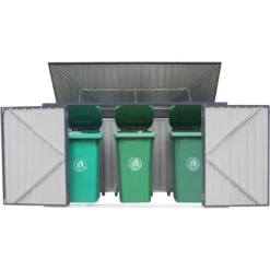 Cache-poubelle Triple 235x100x131cm En Acier Pour Conteneurs 240L – Westmann -Mobilier De Jardin cache poubelle triple 235x100x131cm en acier pour conteneurs 240l westmann 2