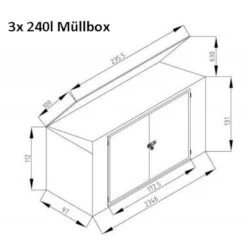 Cache-poubelle Triple 235x100x131cm En Acier Pour Conteneurs 240L – Westmann -Mobilier De Jardin cache poubelle triple 235x100x131cm en acier pour conteneurs 240l westmann 5