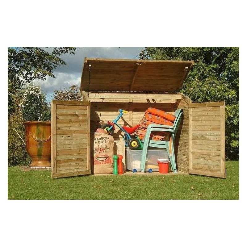 Coffre De Jardin En Bois Traité Autoclave 1200L - Chalet Et Jardin 1 Coffre De Jardin En Bois Traité Autoclave 1200L - Chalet Et Jardin