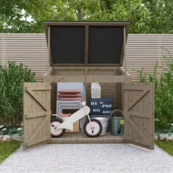 Coffre De Jardin En Bois Traité 20mm 1200L GENIO Noir - Gardy Shelter -Mobilier De Jardin coffre de jardin en bois traite 20mm 1200l genio noir gardy shelter 4