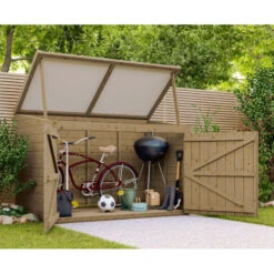 Coffre De Jardin En Bois Traité 28mm 2000L LARGO Blanc - Gardy Shelter -Mobilier De Jardin coffre de jardin en bois traite 28mm 2000l largo blanc gardy shelter 4