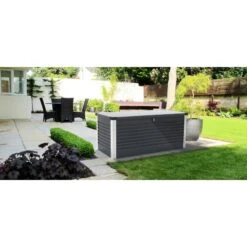 Coffre De Rangement En Métal Anthracite 1000L Patio Box 1,46m² TRIMETALS -Mobilier De Jardin coffre de rangement en metal anthracite 1000l patio box 146m trimetals 4