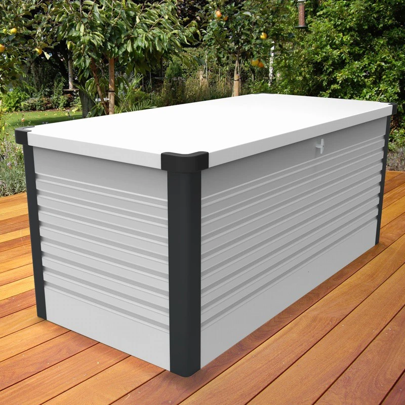 Coffre De Rangement En Métal Blanc 1000L Patio Box 1,46m² TRIMETALS 2 Coffre De Rangement En Métal Blanc 1000L Patio Box 1,46m² TRIMETALS – Image 2