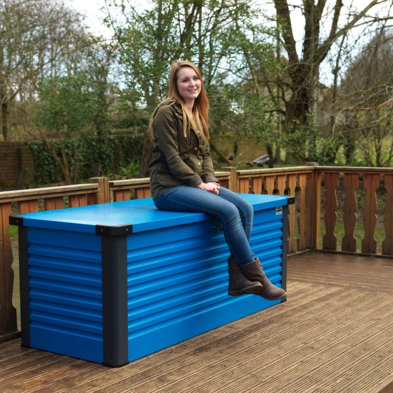 Coffre De Rangement En Métal Bleu 750L Patio Box 1,06m² TRIMETALS 1 Coffre De Rangement En Métal Bleu 750L Patio Box 1,06m² TRIMETALS