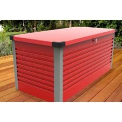 Coffre De Rangement En Métal Rouge 750L Patio Box 1,06m² TRIMETALS -Mobilier De Jardin coffre de rangement en metal rouge 750l patio box 106m trimetals 5