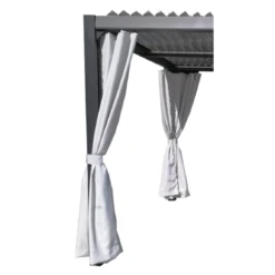 Kit De 2 Rideaux En Polyester Gris Perle Pour Pergola Savannah - Couleurs Du Monde