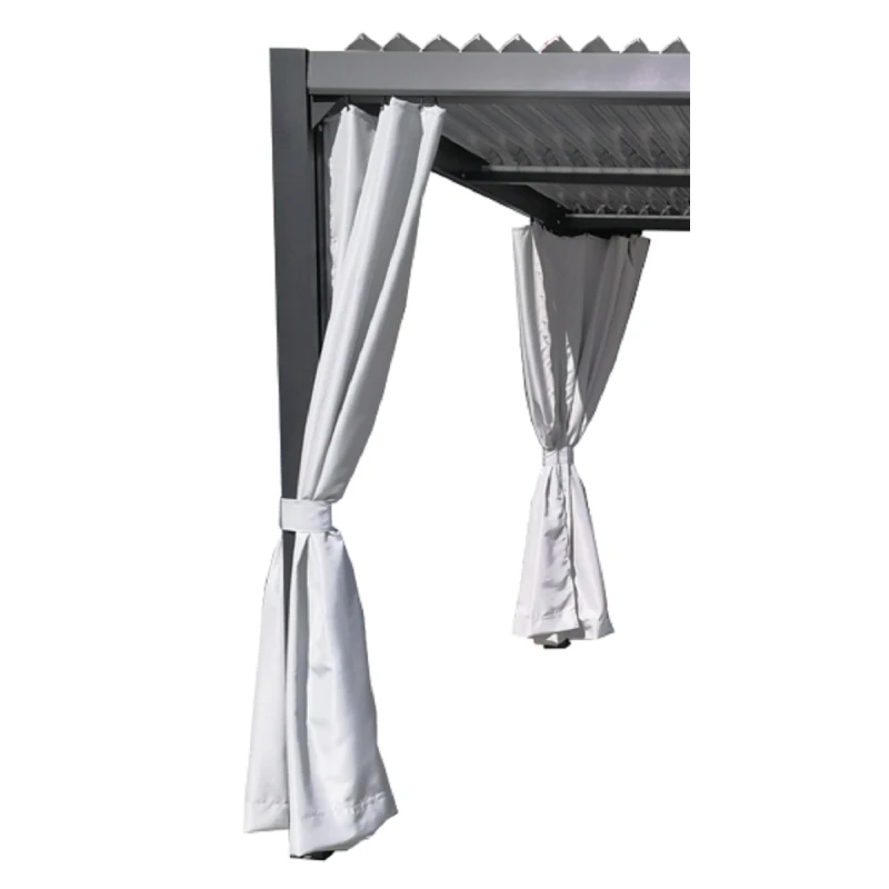 Kit De 2 Rideaux En Polyester Gris Perle Pour Pergolas Melbourne Et Brisbane - Couleurs Du Monde 1 Kit De 2 Rideaux En Polyester Gris Perle Pour Pergolas Melbourne Et Brisbane - Couleurs Du Monde