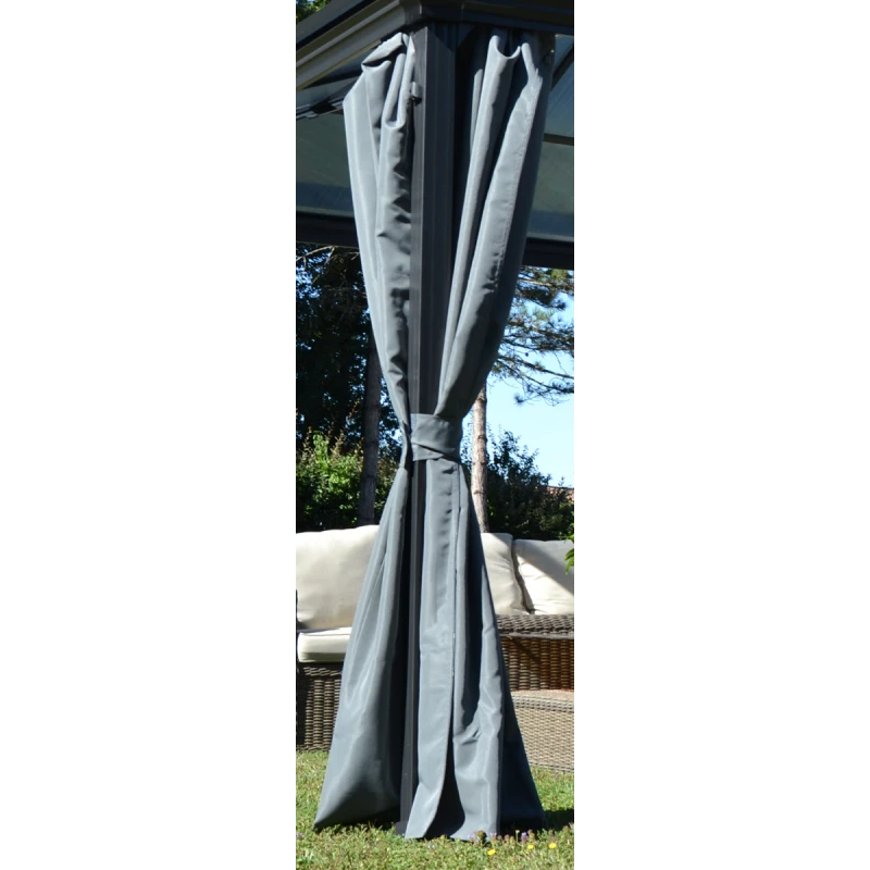 Kit De 4 Rideaux En Polyester Gris Anthracite Pour Pergola Gaïa - Couleurs Du Monde 1 Kit De 4 Rideaux En Polyester Gris Anthracite Pour Pergola Gaïa - Couleurs Du Monde