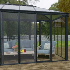 Moustiquaire Pour Vérandas Sanremo Et Ledro En Alu Gris Et Polyester - Canopia -Mobilier De Jardin moustiquaire pour verandas sanremo en alu gris et polyester canopia 4