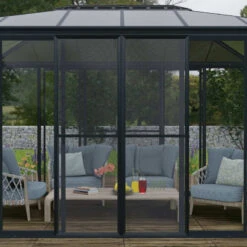 Moustiquaire Pour Vérandas Sanremo Et Ledro En Alu Gris Et Polyester - Canopia -Mobilier De Jardin moustiquaire pour verandas sanremo en alu gris et polyester canopia 5