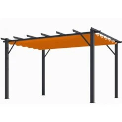 Mobilier De Jardin -Mobilier De Jardin pergola 100 aluminium gris anthracite 12m avec toile d ombrage rouille 140grm habrita 1