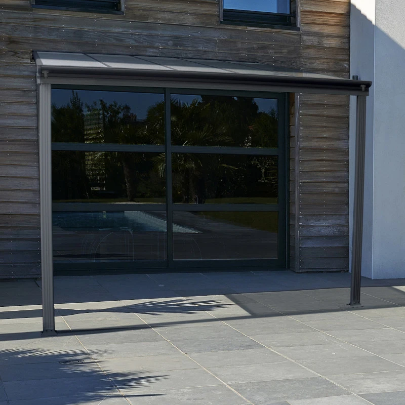 Pergola Adossée 300x300cm En Aluminium Noir Et Polycarbonate 4mm CIELO - DCB Garden 6 Pergola Adossée 300x300cm En Aluminium Noir Et Polycarbonate 4mm CIELO - DCB Garden – Image 6