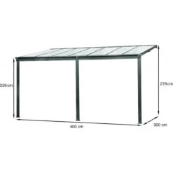 Pergola Adossée 435x300cm En Aluminium Noir Et Polycarbonate 4mm CIELO - DCB Garden -Mobilier De Jardin pergola adossee 435x300cm en aluminium noir et polycarbonate 4mm cielo dcb garden 3