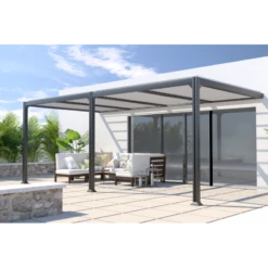 Mobilier De Jardin -Mobilier De Jardin pergola adossee bioclimatique 300x600cm lames 13cm gris seattle couleurs du monde 1