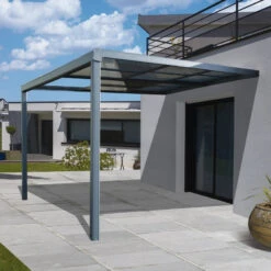Pergola Adossée En Alu Et Polycarbonate Gris 400x300cm Toscana – Proloisirs