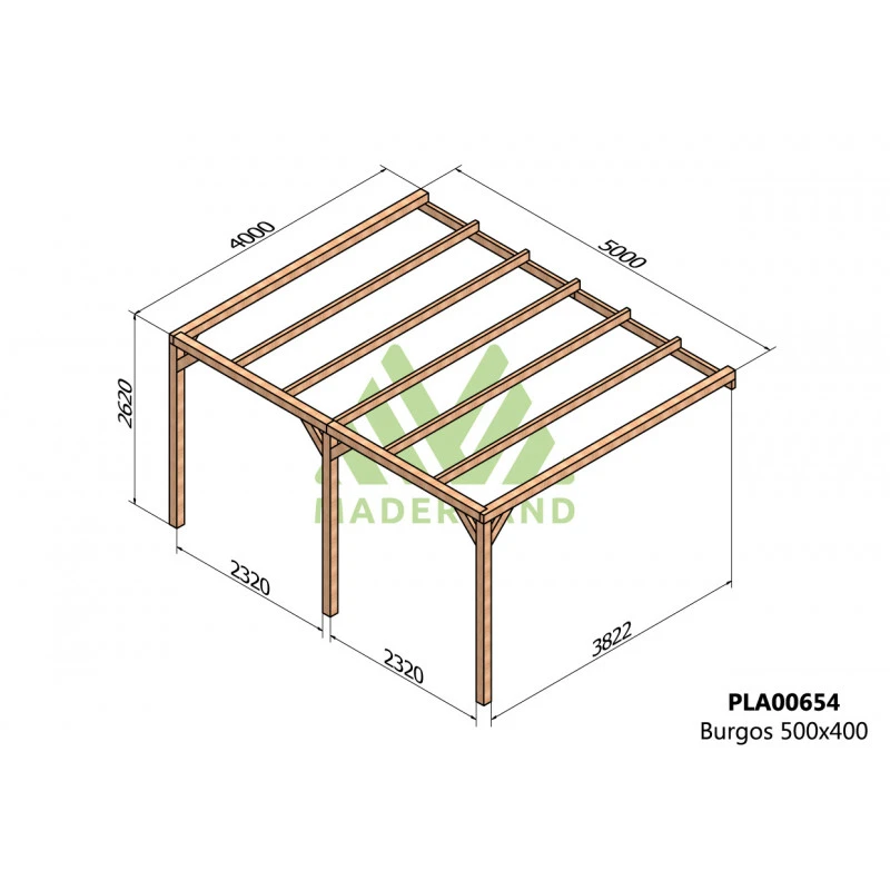 Pergola Adossée En Bois Lamellé-collé 500x400cm Burgos – Maderland 2 Pergola Adossée En Bois Lamellé-collé 500x400cm Burgos – Maderland – Image 2