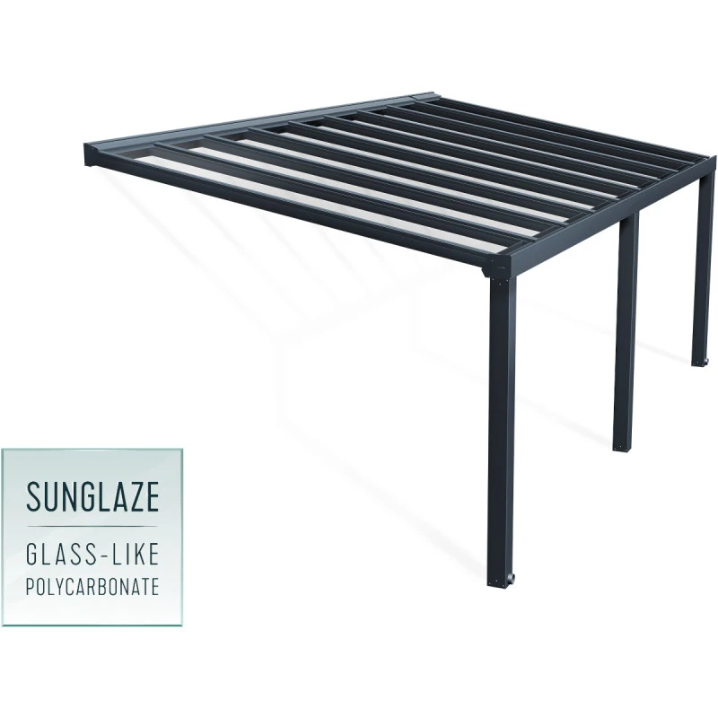 Pergola Adossée Stockholm 350x660cm Aluminium Gris Et Polycarbonate Avec Stores De Toit Rétractables – Palram - Canopia 5 Pergola Adossée Stockholm 350x660cm Aluminium Gris Et Polycarbonate Avec Stores De Toit Rétractables – Palram - Canopia – Image 5