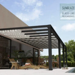Pergola Adossée Stockholm 350x950cm Aluminium Gris Et Polycarbonate Avec Stores De Toit Rétractables – Palram - Canopia -Mobilier De Jardin pergola adossee stockholm 350x950cm aluminium gris et polycarbonate avec stores de toit retractables palram 3