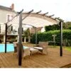 Pergola Arche Aluminium/acier Gris Anthracite 11,22m² Avec Toit En Toile Polyester 140gr/m² écru HABRITA