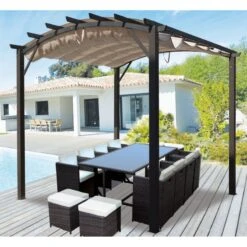Pergola Arche Aluminium/acier Gris Anthracite 11,22m² Avec Toit En Toile Polyester 140gr/m² écru HABRITA 8 Pergola Arche Aluminium/acier Gris Anthracite 11,22m² Avec Toit En Toile Polyester 140gr/m² écru HABRITA -Mobilier De Jardin pergola arche aluminiumacier gris anthracite 1122m avec toit en toile polyester 140grm ecru habrita 2